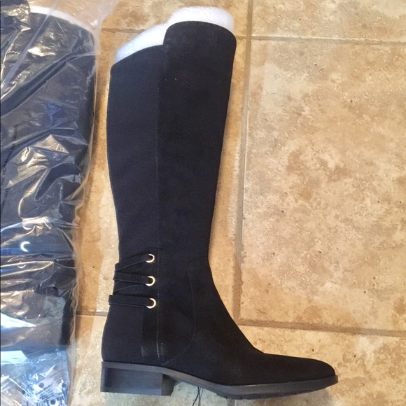 black wide calf boots size 10